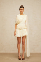 Cyrielle Pleated Mini Dress with Ribbon Design Accent