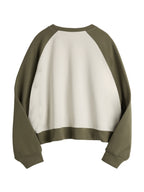 Letter Print Color Block Splice Raglan Oversized Hoodie