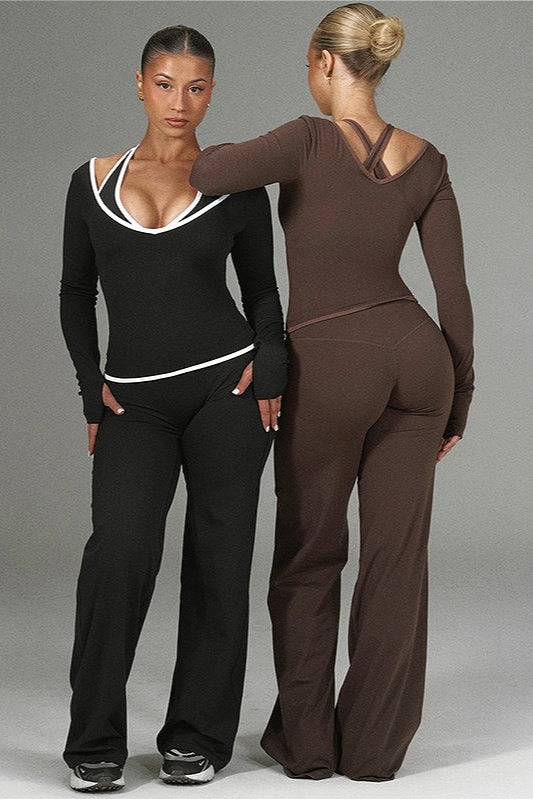 Color Block Casual Slim Three Piece Set