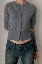 Slim-Fit Round-Neck Knit Cardigan