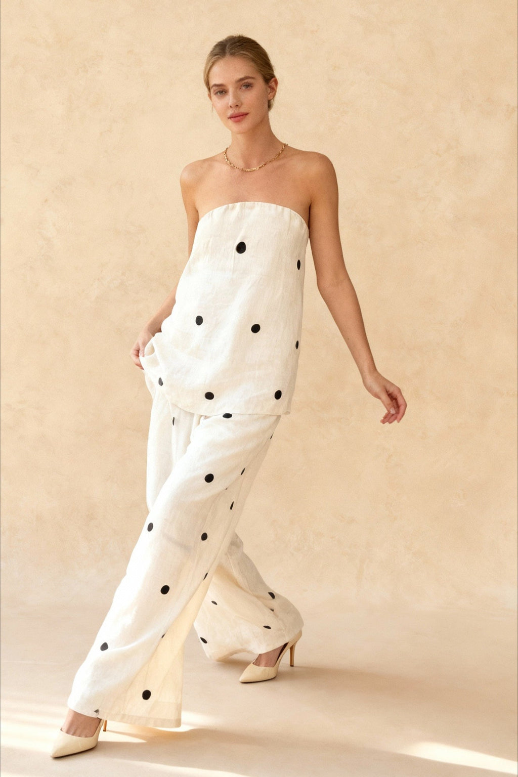 Cotton Polka Dot Tank Two Pieces Set