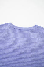 V Neck Short Sleeve Plus Size Waffle Knit Top