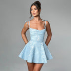 Isla Jacquard Spaghetti Strap Dress
