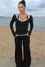 Color Block Casual Slim Three Piece Set