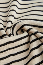 Striped Rib Knit Polo Collar Bodycon Mini Dress