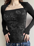Vintage Floral Print Long Sleeve