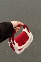Fuzzy Red Square Mini Bag Handheld Shoulder Crossbody Bag