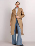 Wool Cashmere Blend Coat Belted Camel Wide Lapel Winter Double-Faced Outerwear For Women 2026