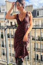 Plunging V Cami Sleeveless Floral Dress