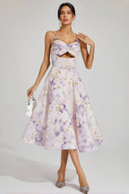 Laurns Purple Holiday Slip Midi Dress