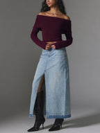 Solid Off Shoulder Sweater