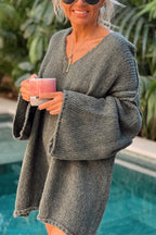| Patchwork knitted sweater, V-neck, long sleeves