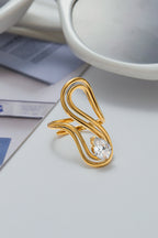Elegant Zircon Geometric Titanium Steel Ring