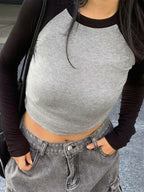 Raglan Color Block Short Long Sleeve Knit