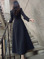 Trench Coats For Woman Red V Neck Long Sleeves Sash Stretch Casual Full Length Coat