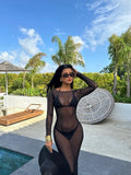 Mesh See-through Off Shoulder Sexy Maxi Dresses