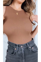 Sleeveless Stretchy Triangle Swim Inspired Bodysuit