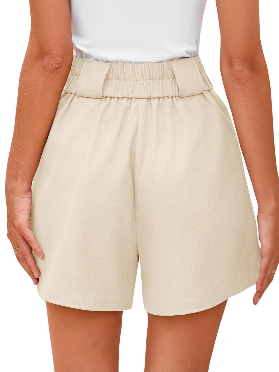 High-waisted Solid Color Comfortable Shorts With Pockets