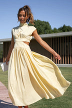 Rafaela Effortless Holiday Midi Dress with Cut Out Waist and Pockets Chic Silhouette Collection