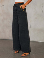Denim Vest Wide-leg Long Two-piece Set