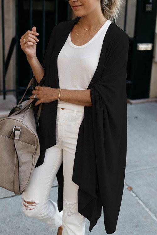 Open Front Irregular Kimo Cloak Cardigan