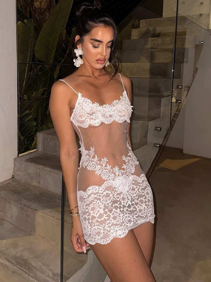 Lace-trimmed Bodycon Mini Dress