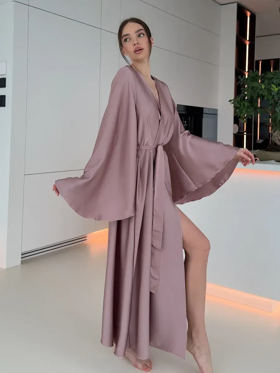 V-neck Thin Strap Nightgown Lazy Style Parties Maxi Dresses