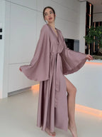 V-neck Thin Strap Nightgown Lazy Style Parties Maxi Dresses