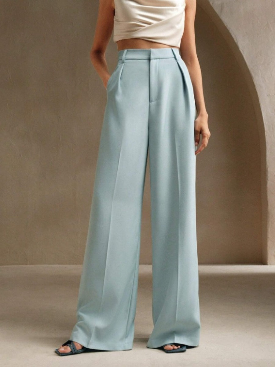 Commuting Loose High-waisted Straight Wide-leg Trousers