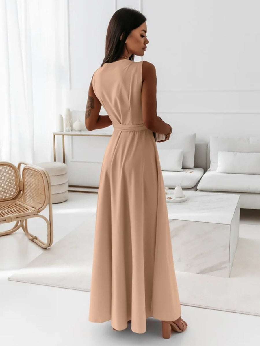 Lace Up V-neck Formal Dress Maxi Dresses