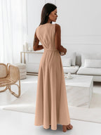 Lace Up V-neck Formal Dress Maxi Dresses