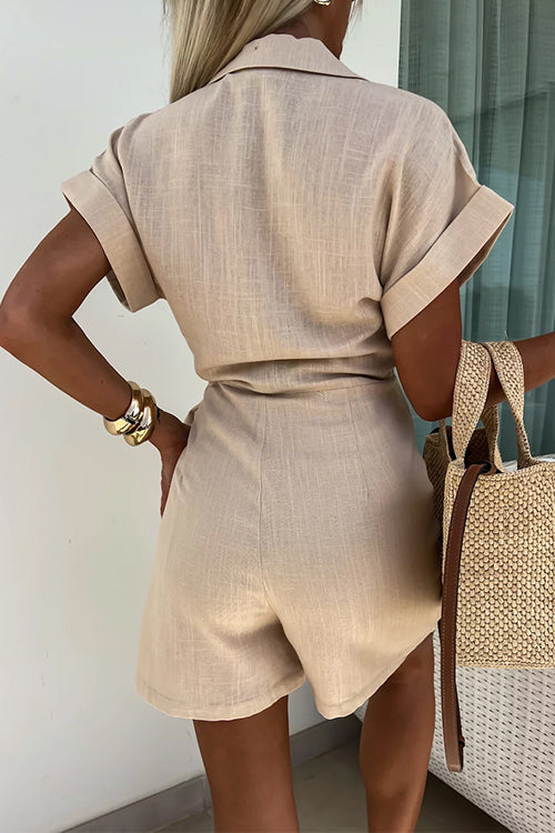Wrap V Neck Tie Knot Shorts Romper