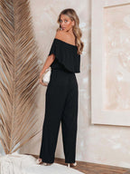 Off Shoulder Backless Loose-fit Leisure Jumpsuits