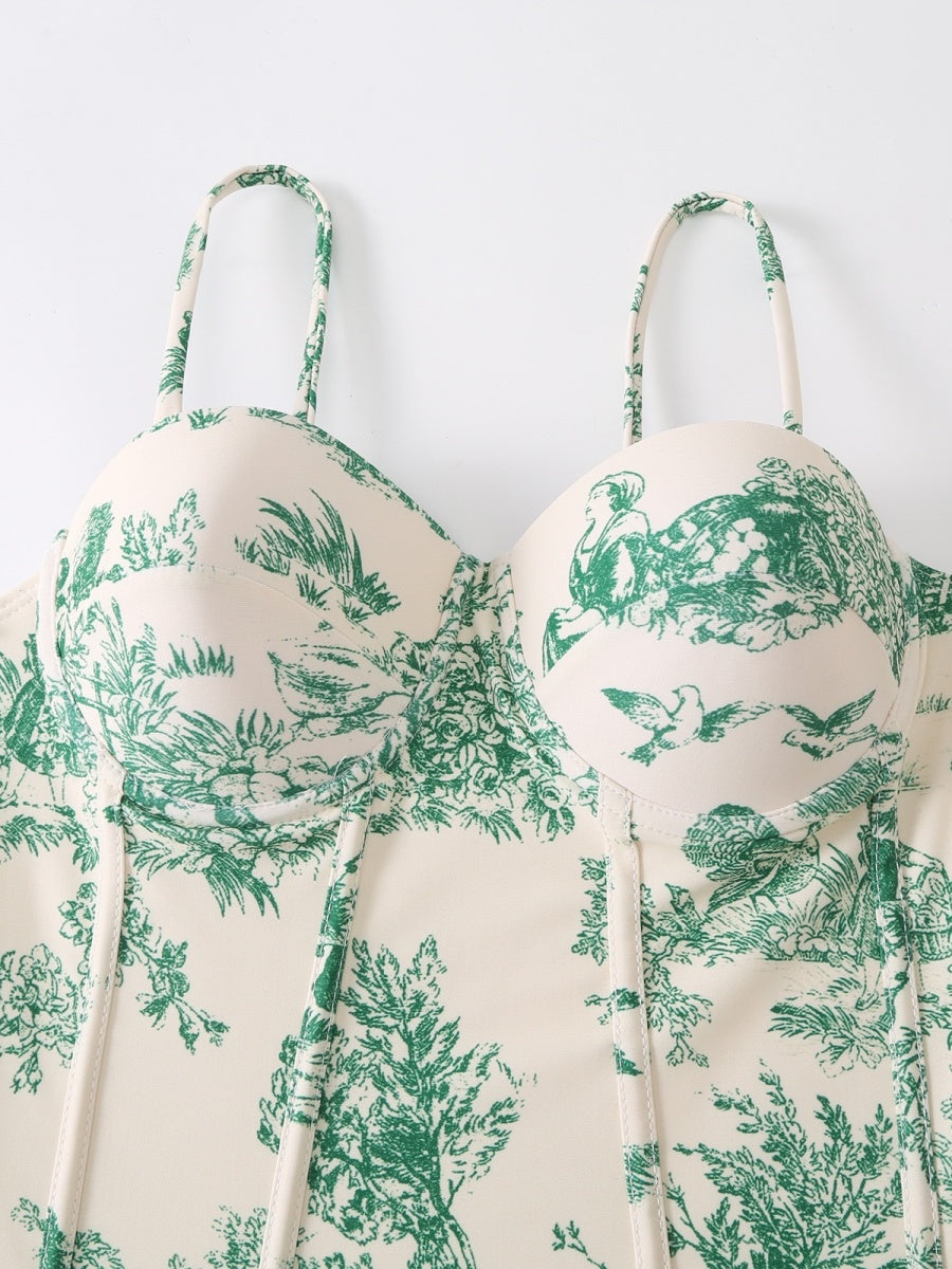 One-piece Swimsuit, Tight-fitting And Slimming, Retro-style Strappy