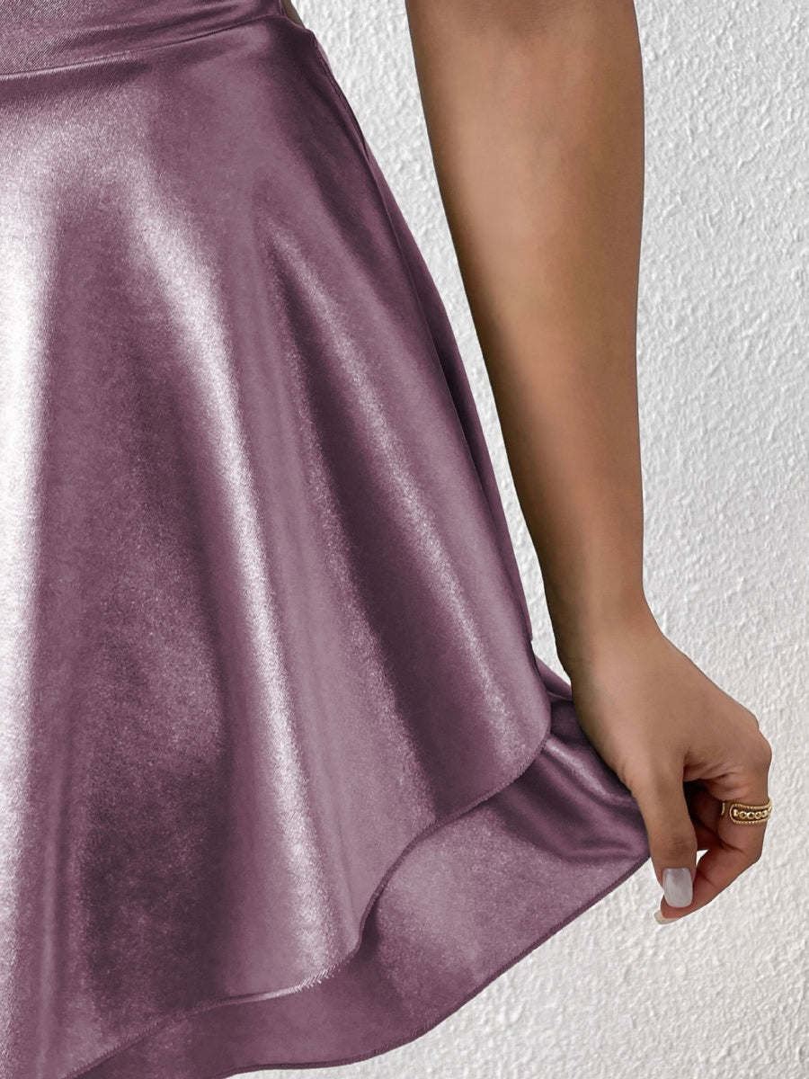 Camisoles Swing Collar Backless Drawstring Mini&Short Dresses