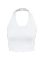 Solid Backless V Neck Halter Vest
