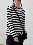 Striped Crew Neck Knit Sweater