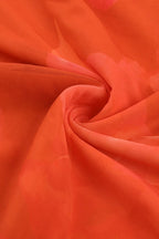 Orange Strapless Mermaid Ruched Abstract Floral Print Maxi Dress
