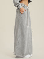 Washed Back Slit Baggy Maxi Skirt