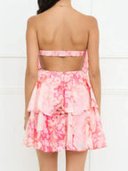 Printed Ruffled Layered Tube Dress