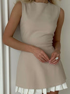 Paneled Ruffled Hem Sleeveless Mini Dress
