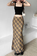 Plaid High Waist Bodycon Skirt