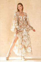 V-Neck Sexy Summer Casual Long Sleeve Boho Dress