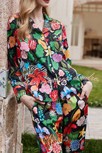 Tiger and Zebra Printed Home Long Sleeved Two-piece Set