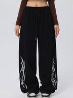 Vintage Wings Print Loose Sweatpants