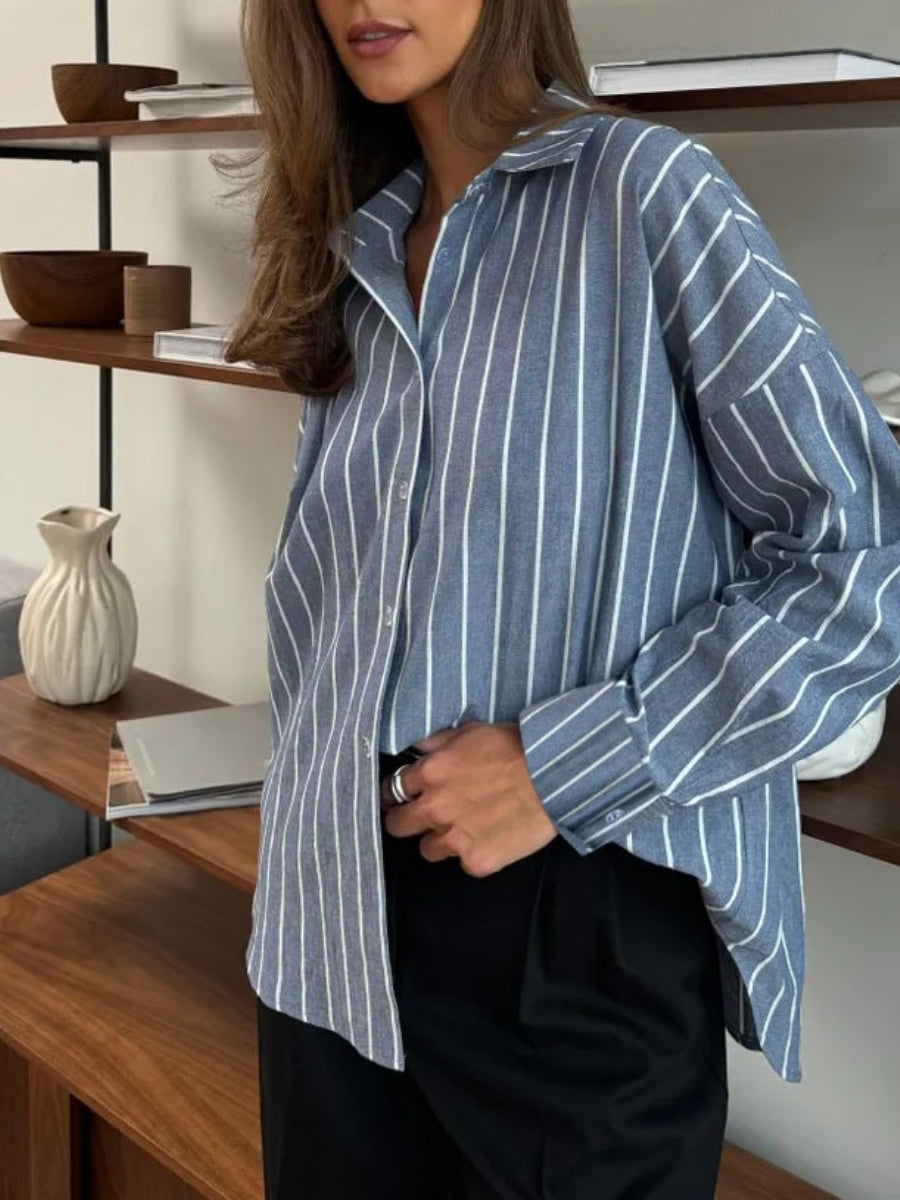 Stripes Cardigan Commuting Shirts
