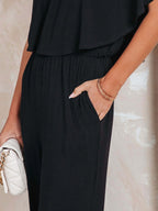 Off Shoulder Backless Loose-fit Leisure Jumpsuits