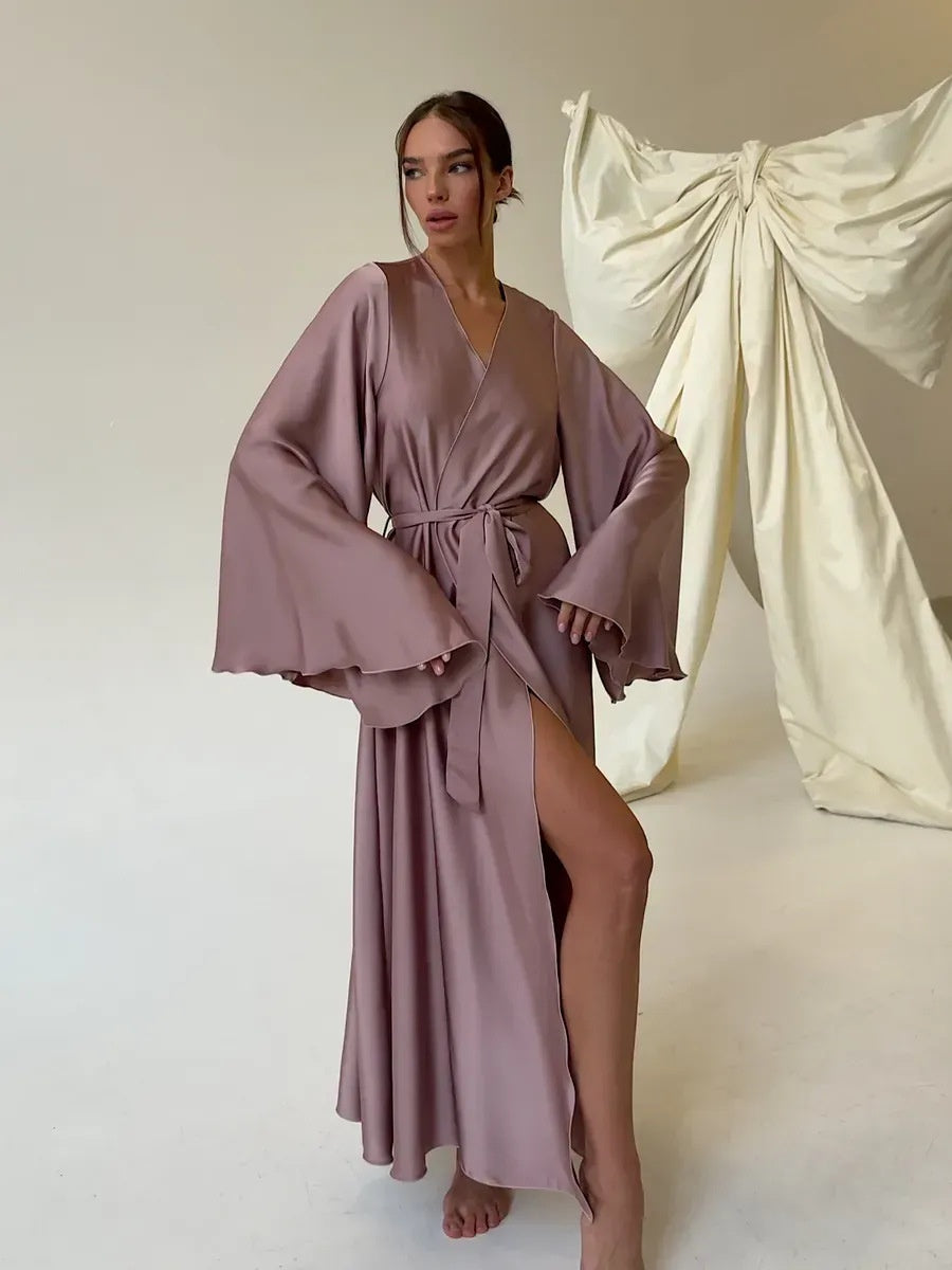 V-neck Thin Strap Nightgown Lazy Style Parties Maxi Dresses