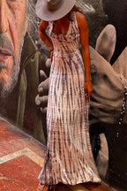 Criss Cross Open Back Tie Dye Maxi Dress