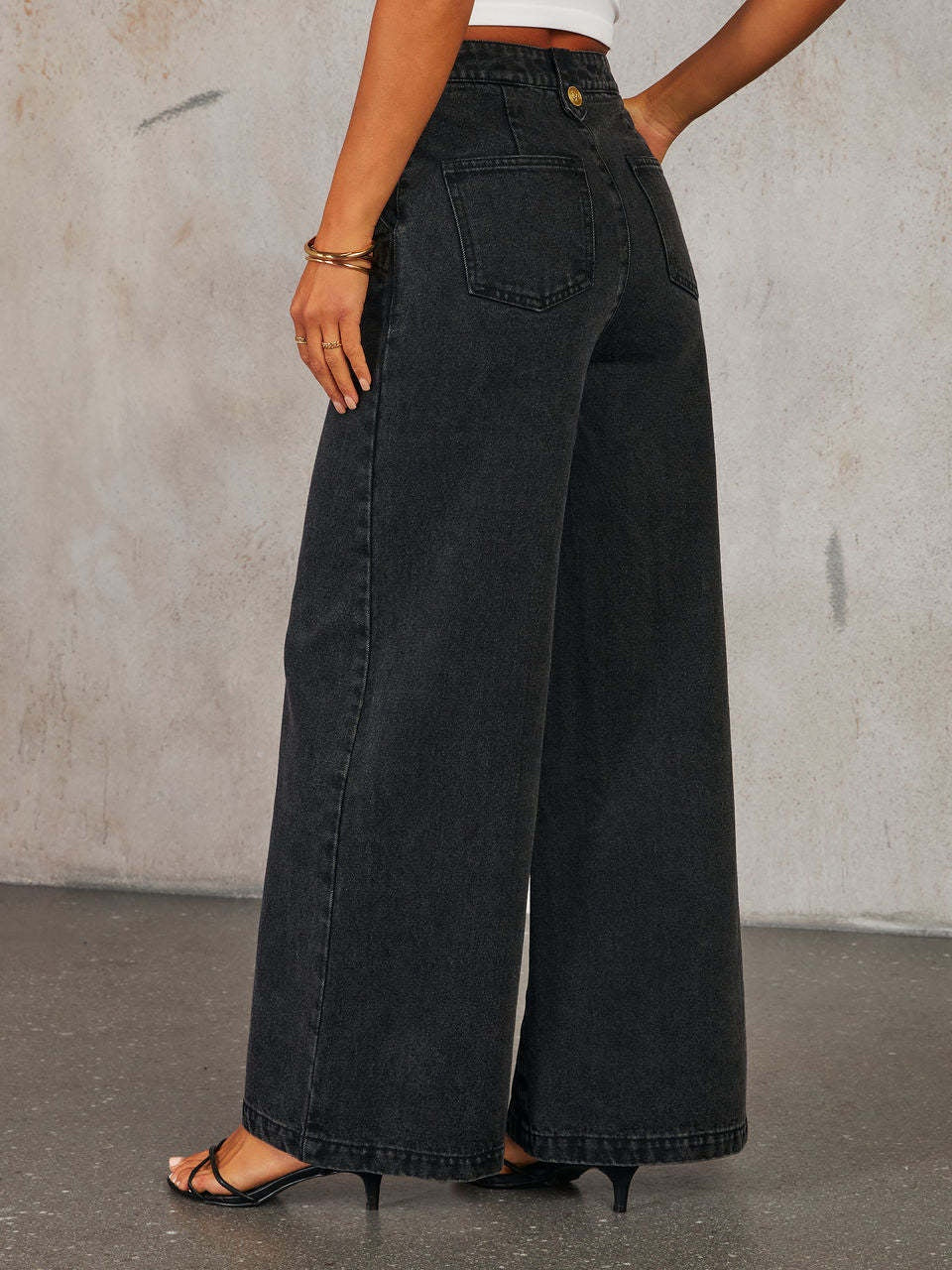 Denim Vest Wide-leg Long Two-piece Set